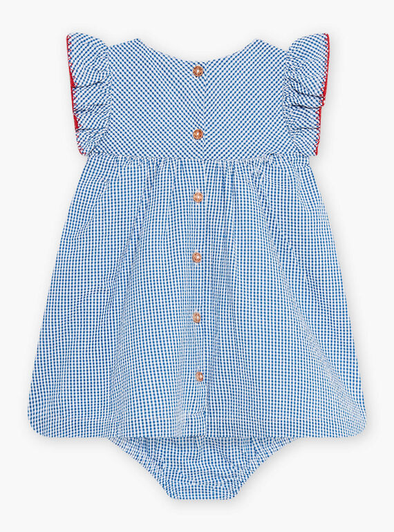 Baby girl embroidered dress and boomer set in checkered seersucker CAFABIENNE / 22E1BF81ROB208