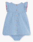 Baby girl embroidered dress and boomer set in checkered seersucker CAFABIENNE / 22E1BF81ROB208