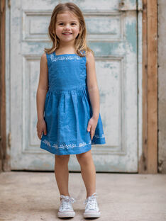 Reversible lavender blue dress with floral pattern child girl ZUREVETTE / 21E2PFT1CHSC208
