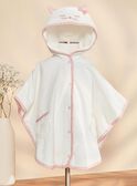 Off white floral bath cape with cat head hood and 3D ears FECERISE / 23E5BF21CDB001