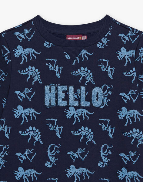 Navy blue sweatshirt with dinosaur skeleton print DISWEATAGE1 / 22H3PGQ1SWE070