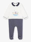 Baby boy's striped romper with koala motif at the beach CEFINN / 22E5BG42GRE070