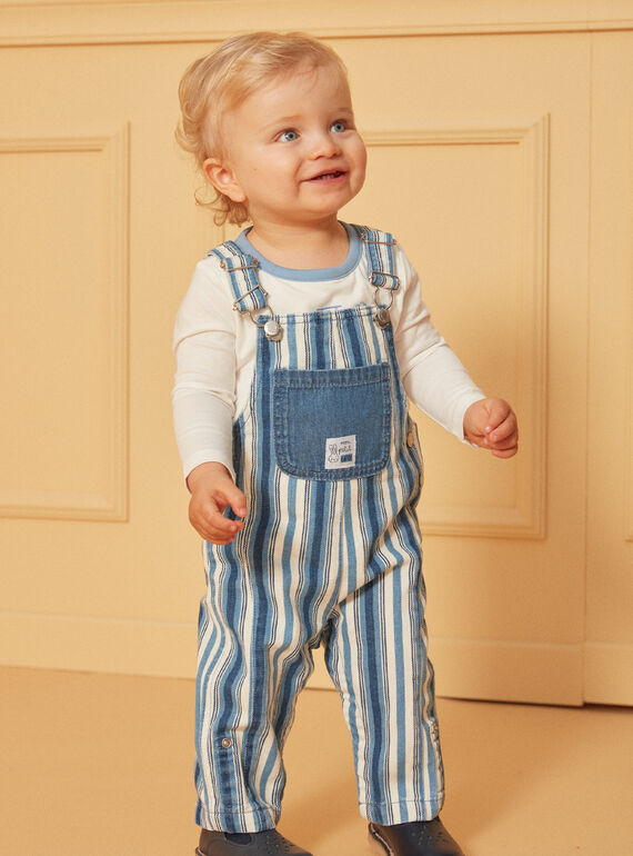 Blue and white denim dungarees with stripe print LADEREK / 24H1BGJ1SALP274