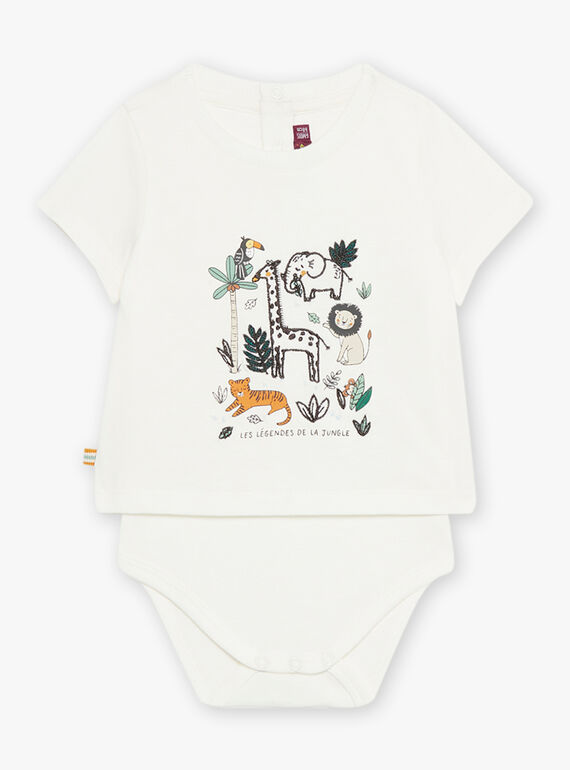 Baby boy ecru animal and jungle t-shirt CAKILLIAN / 22E1BG91BOD001