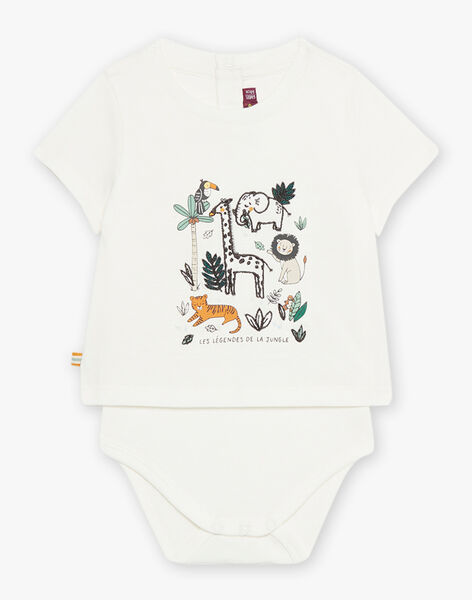 Baby boy ecru animal and jungle t-shirt CAKILLIAN / 22E1BG91BOD001