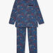 Navy blue jersey pyjamas with dinosaur print
