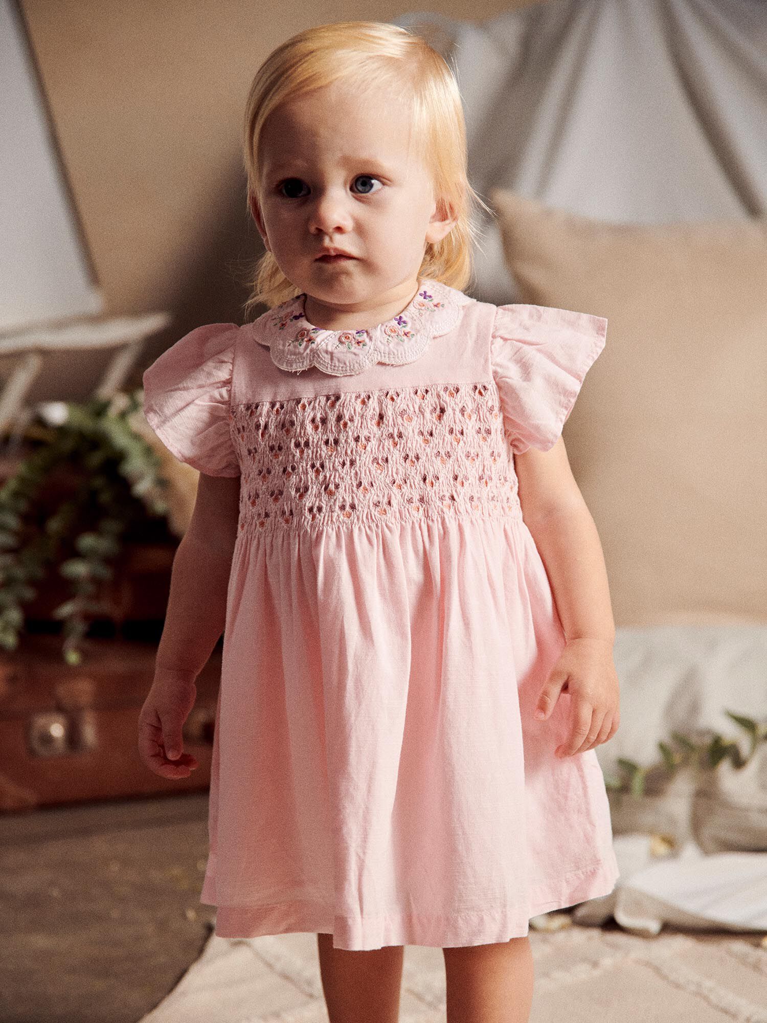 Pink poplin dress Girl Sergent Major