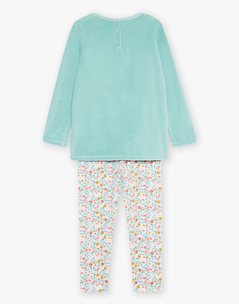 Green velvet pajamas with rabbit and floral print DOUCETTE / 22H5PF24PYJG603
