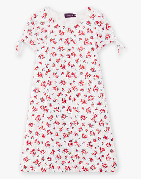 Child girl's flowing dress in ecru with flowery print CINDYETTE / 22E2PF81ROB001