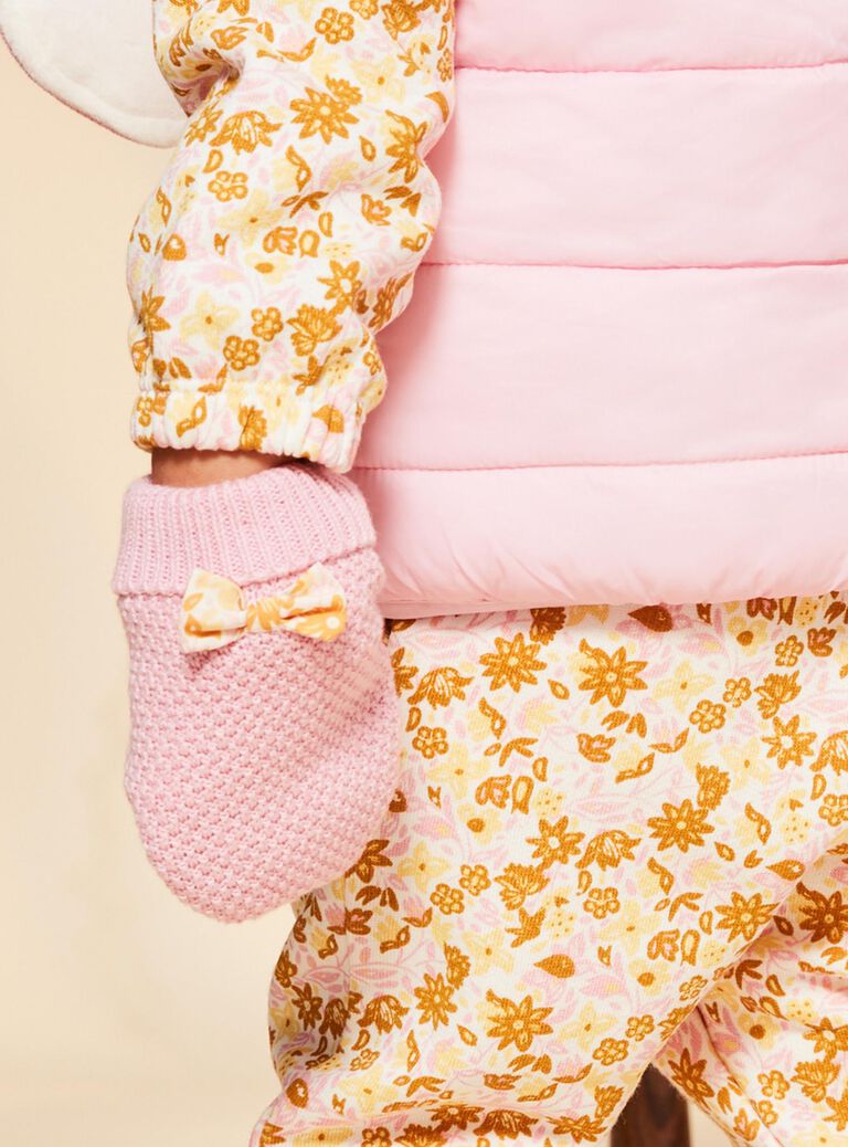 Pink knitted mittens FIMACHA / 23E4BF51GAN030