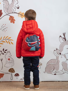 Orange down jacket with dinosaur patch and child boy backpack BEJIAGE2 / 21H3PGG4DTV402