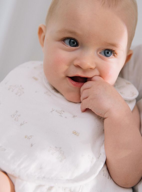 Vanilla double cotton gauze bib with animal print FULULU / 23E0AGY2ACD114