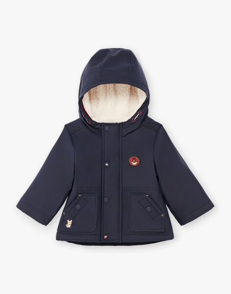 Baby boy's navy blue hooded raincoat BIMARTIN / 21H1BGC2IMP070