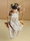 Off-white poplin midi dress with ruffles and floral print child girl CAUROBETTE 2 / 22E2PFU4RBSA001