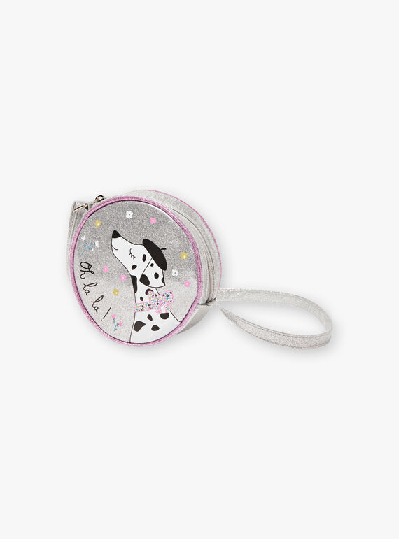 Baby girl's round silver shoulder bag with Dalmatian motif BEBAGETTE / 21H4PF21BES956