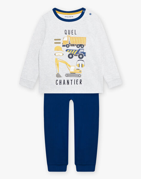 Child boy's blue and grey pyjama set with site pattern CABENAGE / 22E5PG42PYJ943