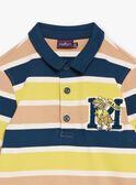 Navy, beige and green striped polo shirt GEPOLAGE / 23H3PG81POL715