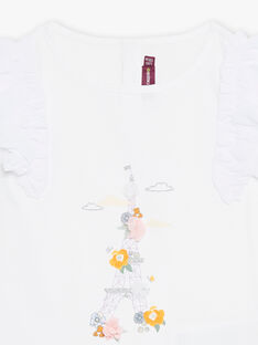 Ecru T-shirt with Eiffel Tower and flowers motifs child girl CLUFETTE / 22E2PF12TMC001
