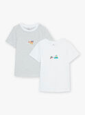 2 ecru T-shirts with spaceship and car prints and stripes GRUBARDAGE / 23H5PG31HLI001