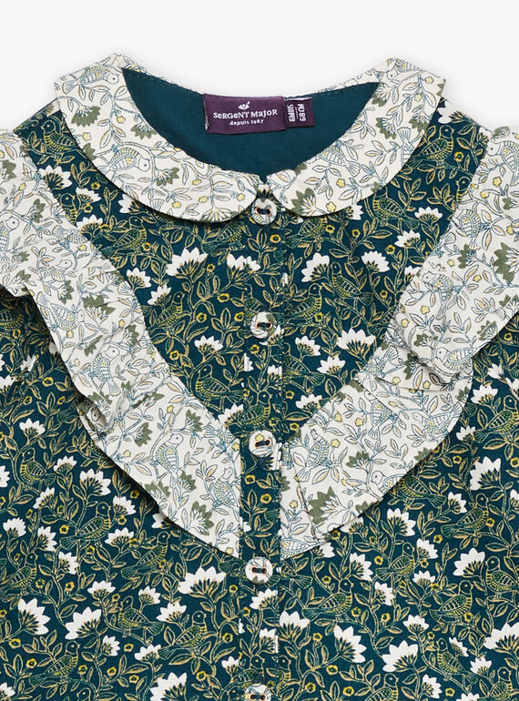 Emerald green blouse with floral print GACELIA / 23H1BF81CHE608