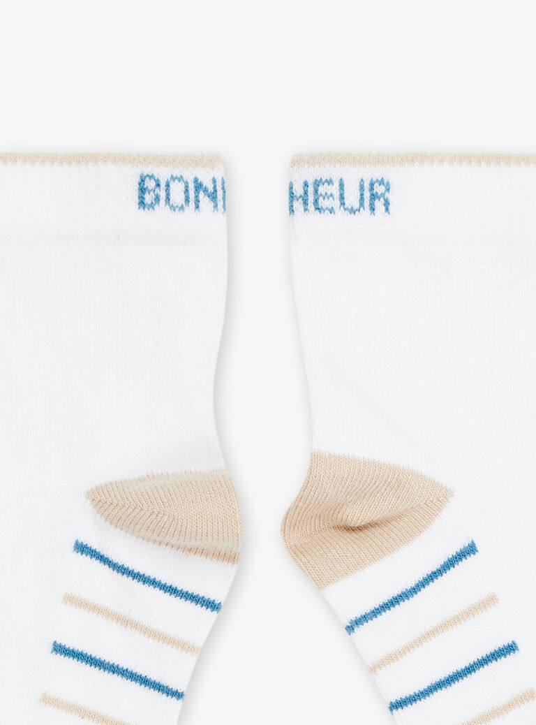 Ecru socks with blue and beige stripes FREBASSAGE / 23E4PGI1SOQ000