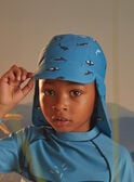 Blue UV protection +50 hat with orca, shark and whale print KLURAGE / 24E4PGG1CHA216