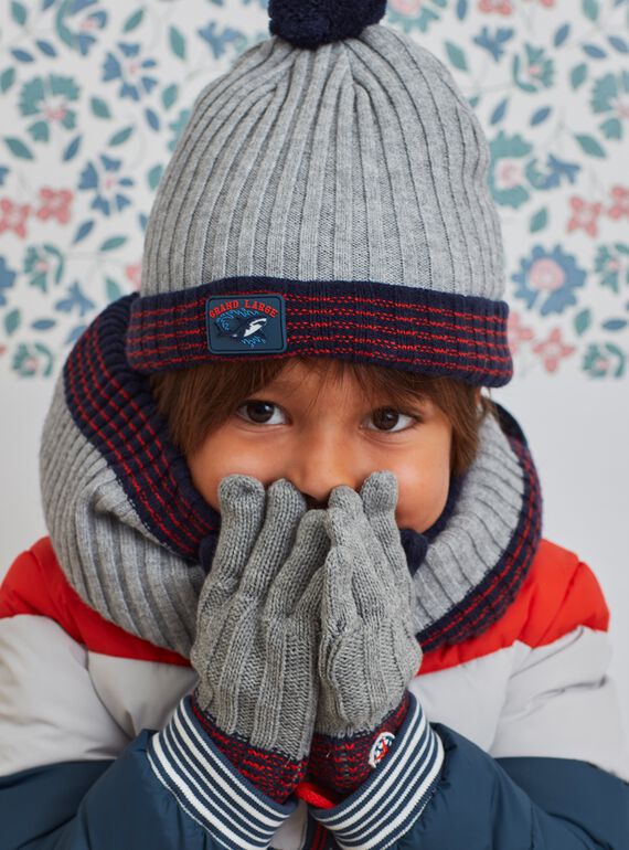 Child boy knitted hat with pompons BUBONAGE / 21H4PGE1BON943