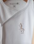 2 off white cotton ribbed bodysuits with giraffe print FODHIL / 23E0NM61BOD000