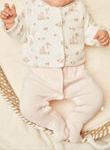 Pale pink romper and ecru velvet cardigan in organic cotton and recycled polyester GOLDIA / 23H0NFB1ENS001