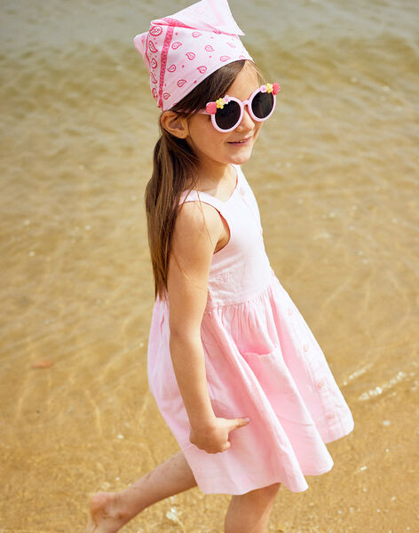 Pink poplin dress with fancy embroidery child girl CROBETTE / 22E2PFN1RBSD315