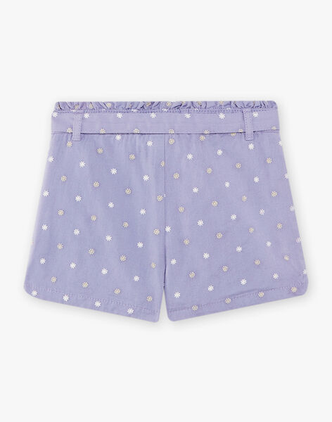 Lavender shorts with floral print child girl CLUSOETTE / 22E2PF11SHO326