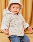Light pink hooded coat with floral print and synthetic fur DIPENNY / 22H1BFM1MAND319