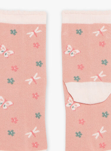 Pink socks with butterfly Jacquard FISOZETTE / 23E4PFD1SOQD318