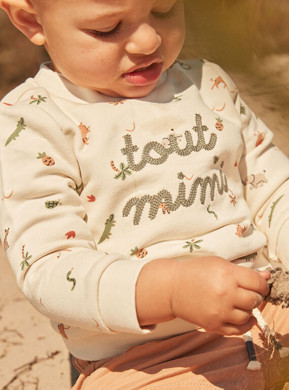 Beige fleece sweater with animal print FATAHAR / 23E1BGP1SWE007