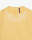 Yellow mimosa t-shirt with floral embroidery FAJONETTE / 23E2PF82TMLB105