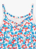 Blue ruffled short dress with floral and cherry print KRUROBETTE 1 / 24E2PFK6RBSD319