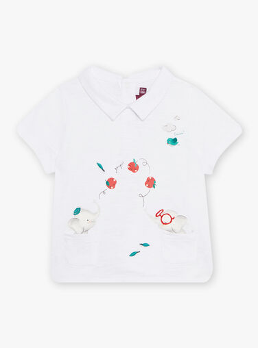 Baby boy ecru polo with elephants motifs CATARNO / 22E1BGM1POL001
