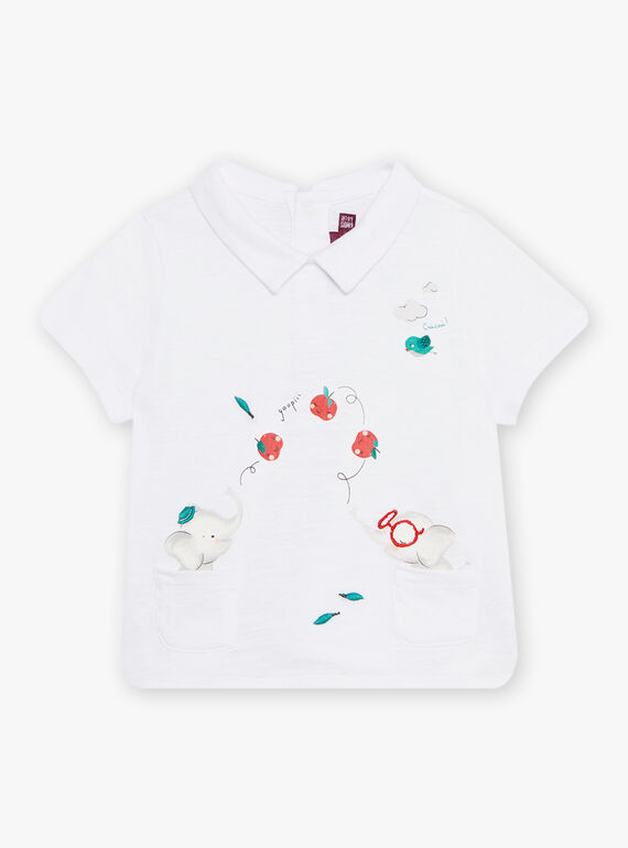 Baby boy ecru polo with elephants motifs CATARNO / 22E1BGM1POL001