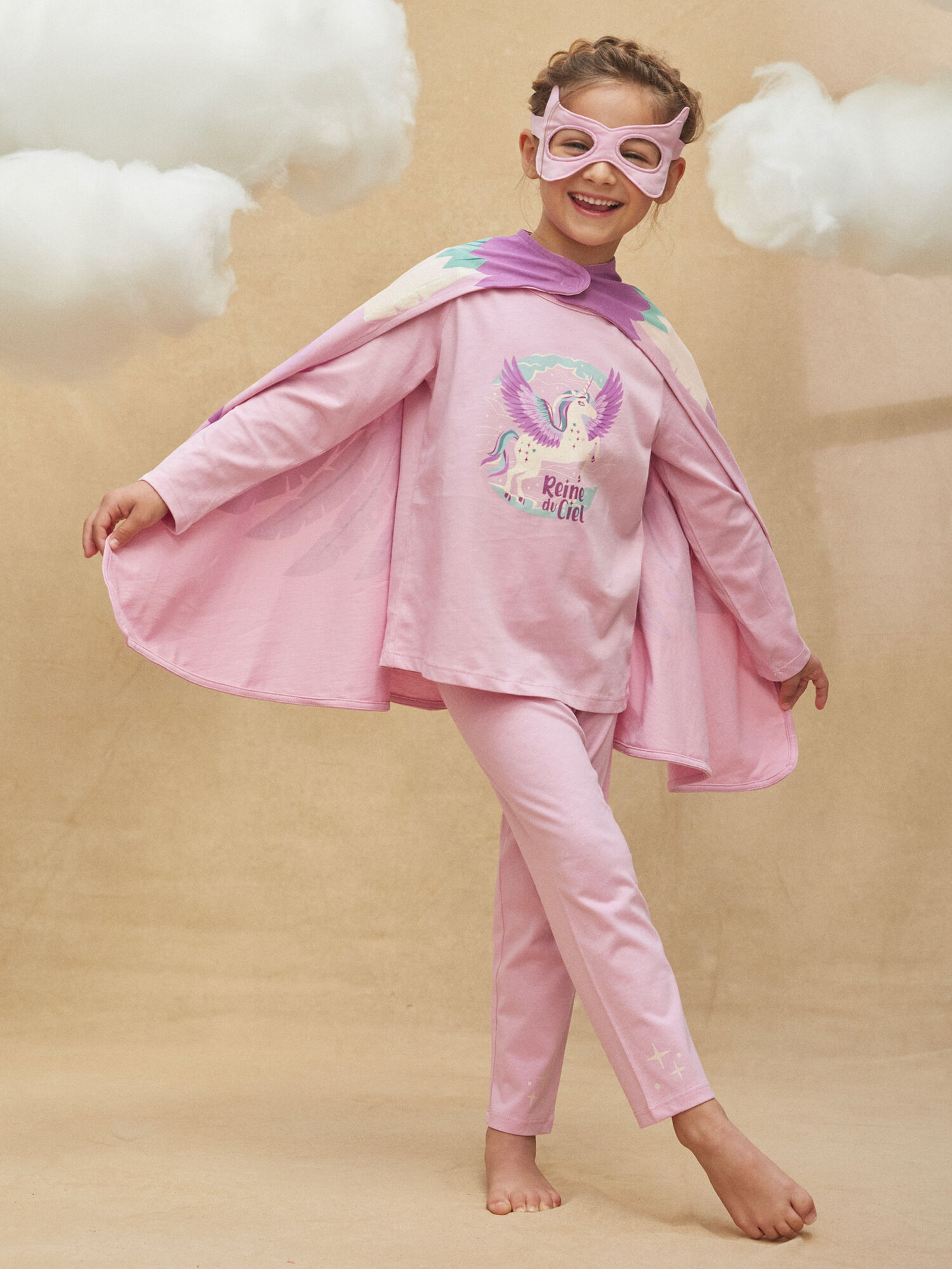 Pink pajama set with unicorn motif Girl Sergent Major