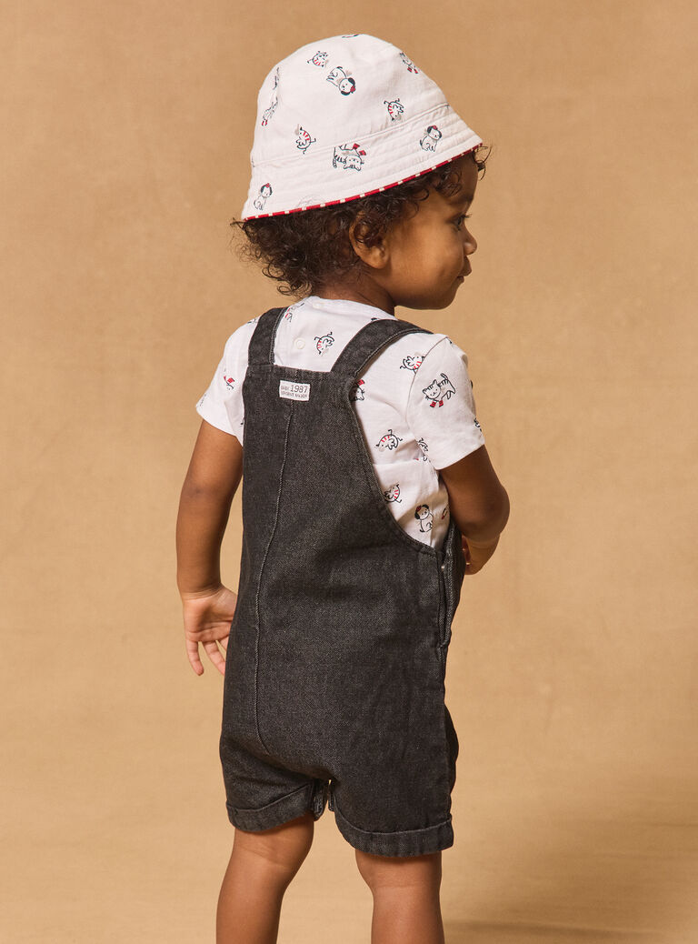 Black denim SHORT DUNGAREES Black denim SHORT DUNGAREES MAJORAN / 25E1BGJ1SACK003