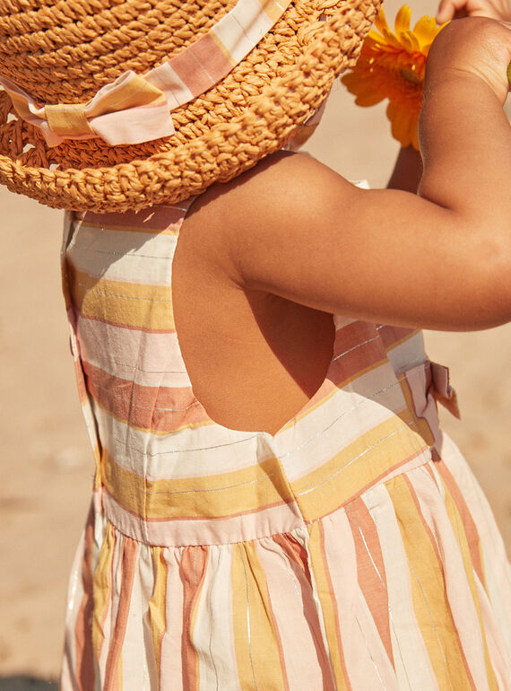 Ecru dress and panties with stripes print FAUNA / 23E1BFP2ROB001