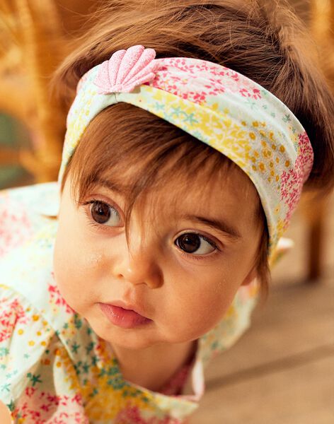 Baby girl headband with floral and sequinned shell print in jersey CASHELSY / 22E4BFN1BAN811
