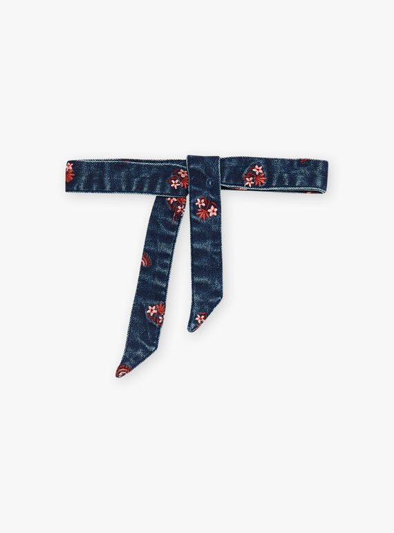 Child girl denim skirt with embroidered motifs CAJETTE / 22E2PF71JUPP274