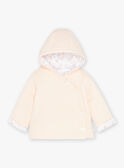 Rose dragée birth hooded jacket in tubique and jersey KORNELIA / 24E0CF11VESD310