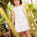 Child girl ecru flared dress with savannah print