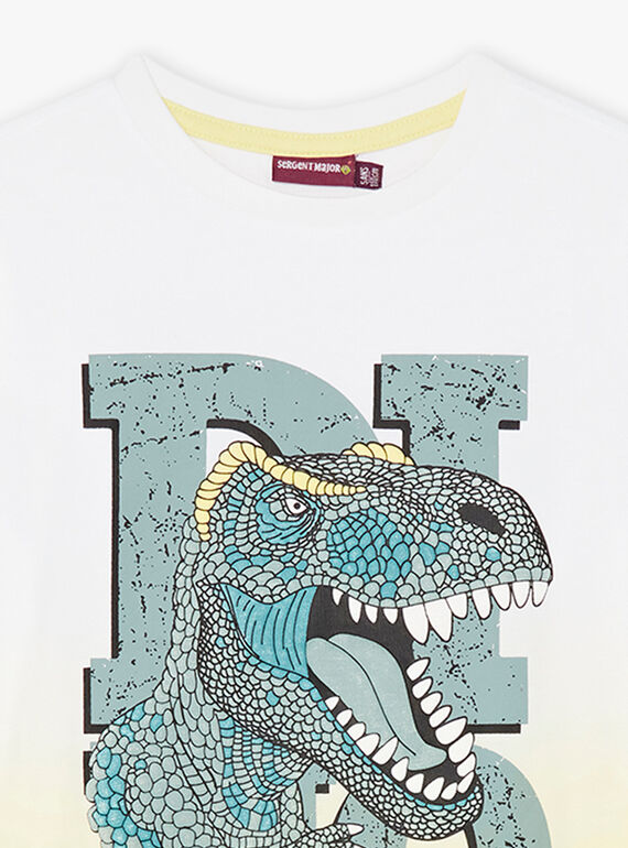 Child boy yellow tie-&-dye t-shirt with dinosaur design CATICHAGE / 22E3PGB2TMC116