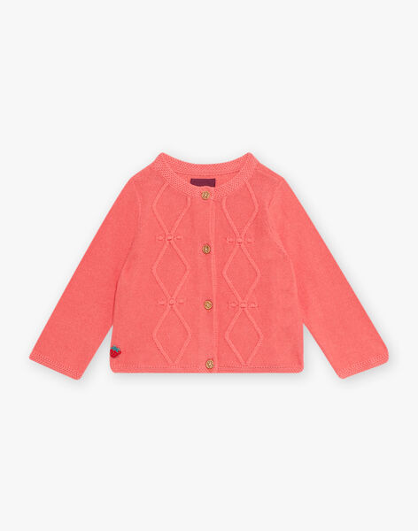 Baby girl's pink macaron knitted cardigan CALILY / 22E1BFJ2CARD318