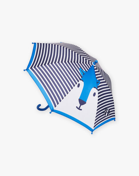 Blue and white striped umbrella with wolf animation DAPLAGE / 22H4PGE1PUIC205