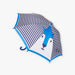 Blue and white striped umbrella with wolf animation