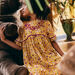 Yellow dress with flowery print child girl